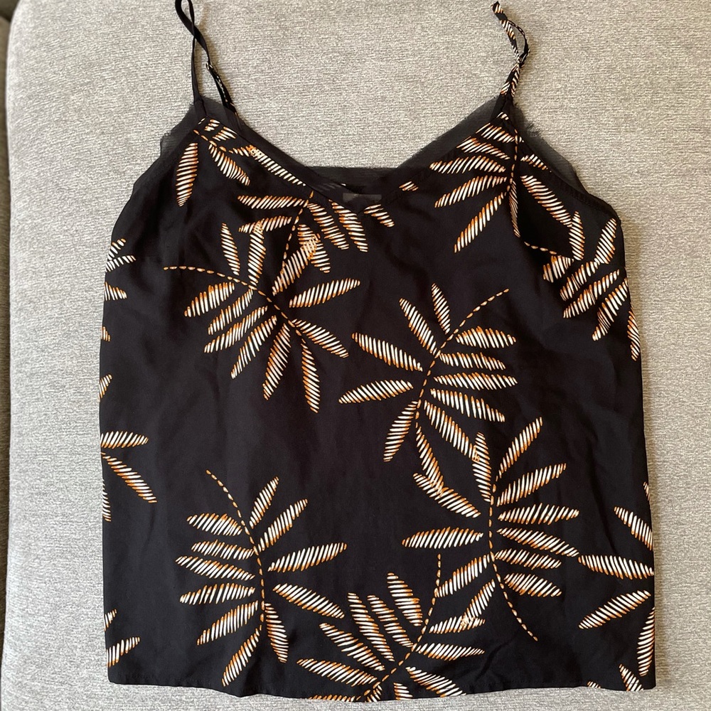 A New Day Black Leafy Tank Top - Size Large
